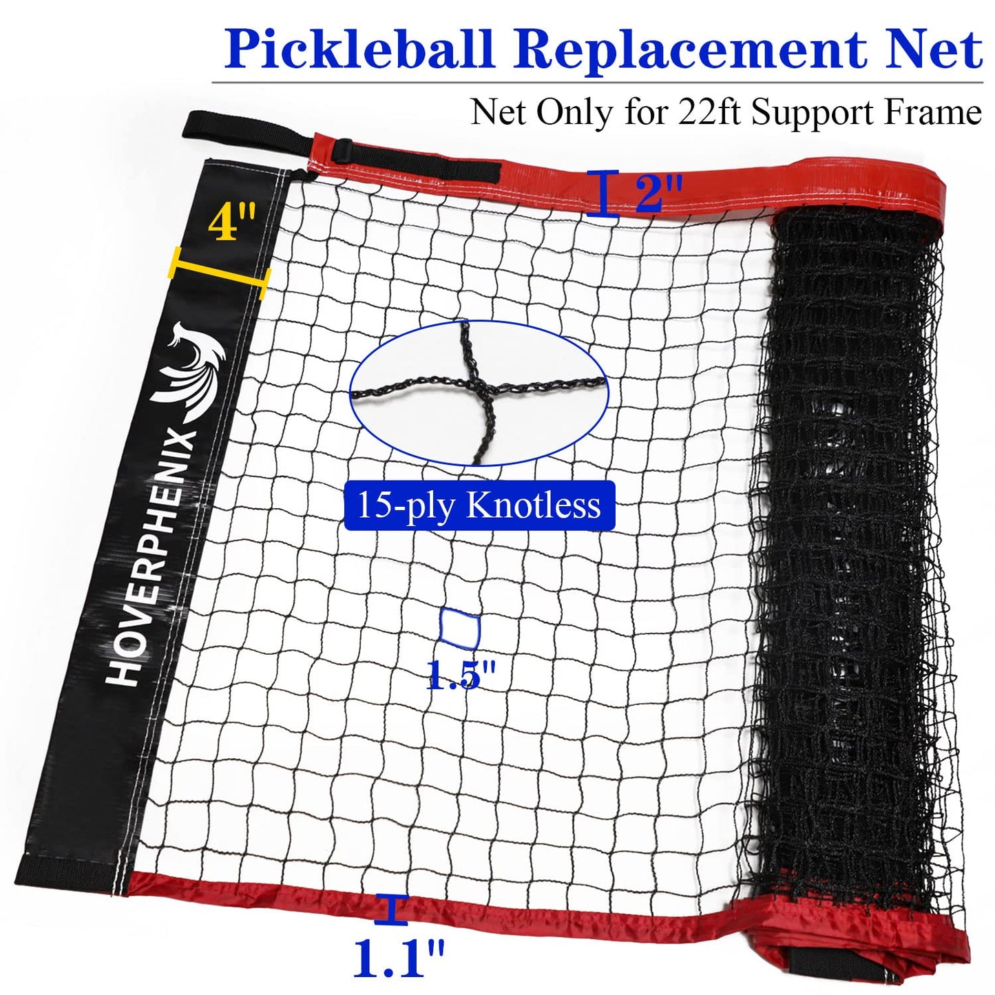 Pickle Ball Replacement Net 22ft x 3ft for Indoor and Outdoor Fits for Most Free-Standing Pickle Ball Frame Come with 4 Outdoor Pickleballs (Net Only)