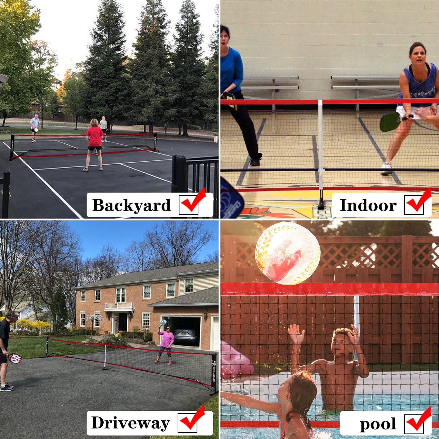 Pickle Ball Replacement Net 22ft x 3ft for Indoor and Outdoor Fits for Most Free-Standing Pickle Ball Frame Come with 4 Outdoor Pickleballs (Net Only)