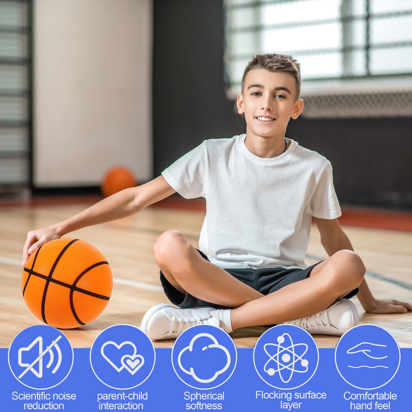 Silent Basketball - Noise-Reducing Foam Training Ball, Indoor/Outdoor Practice, for Players & Kids (24cm/9.45in)